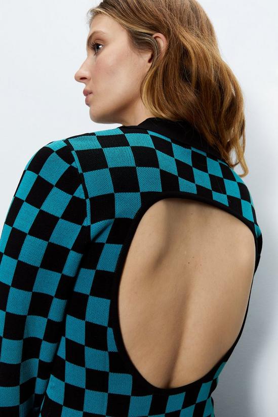 Warehouse Checkerboard Jacquard Polo Knit Dress 3