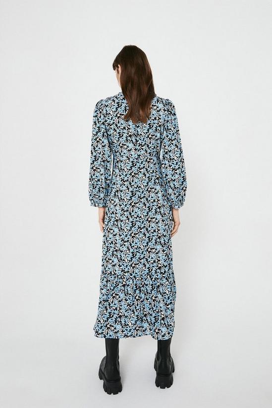 Warehouse Woven Floral Long Sleeve Midi Tea Dress 3