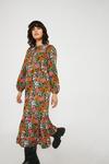 Warehouse Woven Long Sleeve Floral Collar Midi Dress thumbnail 1