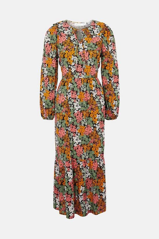 Warehouse Woven Long Sleeve Floral Collar Midi Dress 4