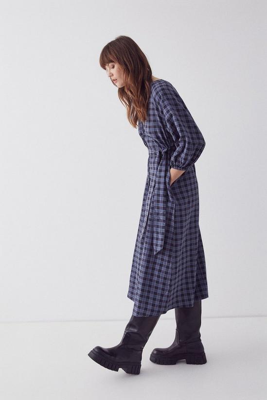 Warehouse Check Belted Button Front Midi Dress 1