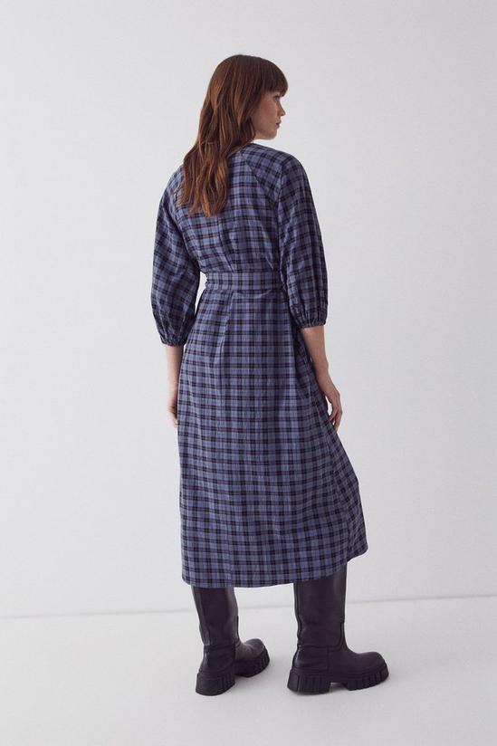 Warehouse Check Belted Button Front Midi Dress 3