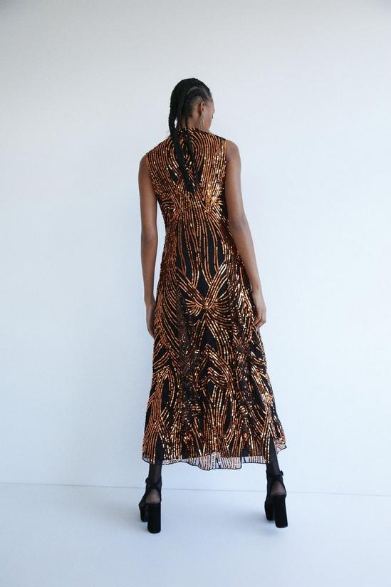 Warehouse Sequin High Neck Embellished Maxi Dress 3