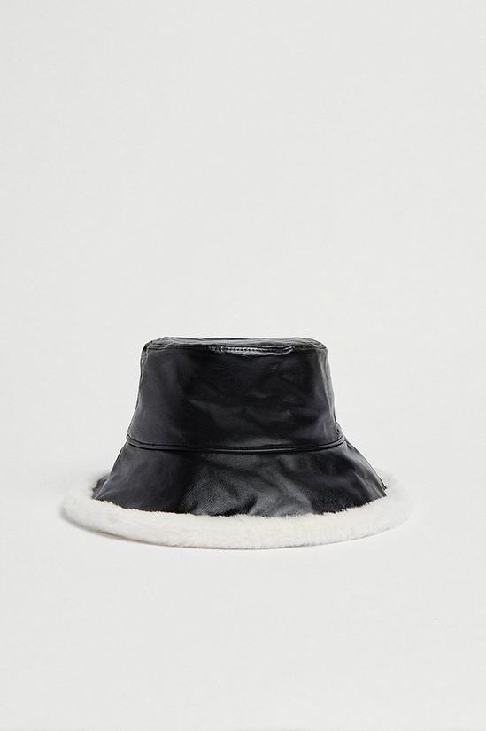 Warehouse Faux Fur Trim Bucket Hat 1