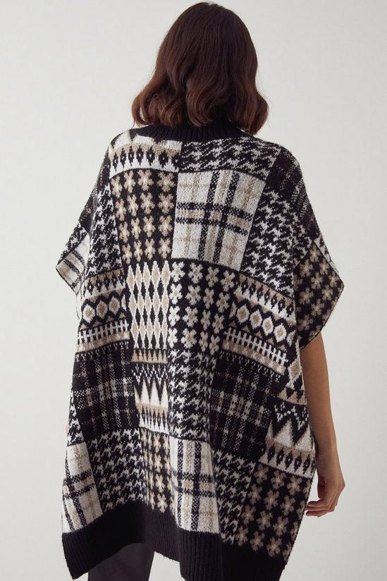 Warehouse Patchwork Floral Jacquard Knitted Poncho 3