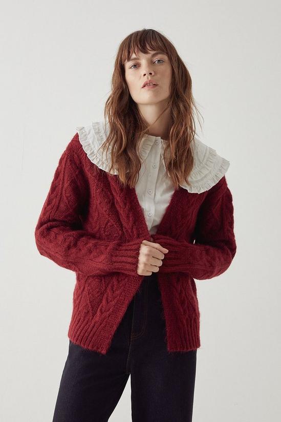 Warehouse Bobble And Cable Stitch Knit Cardigan 1
