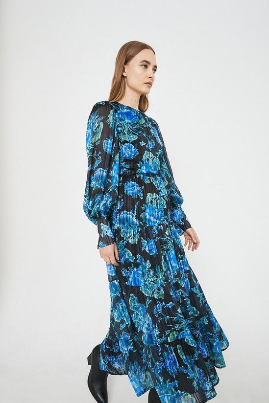 Warehouse Sparkle Volume Sleeve Tiered Midi Dress 1