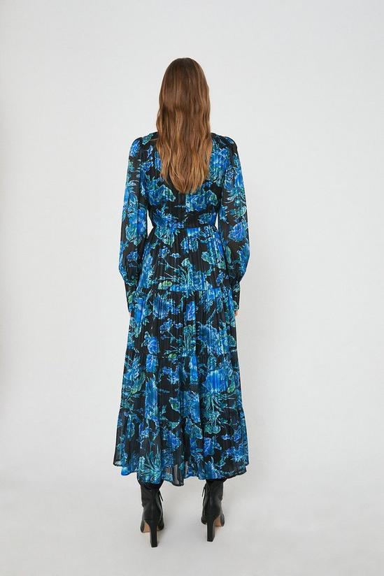 Warehouse Sparkle Volume Sleeve Tiered Midi Dress 3