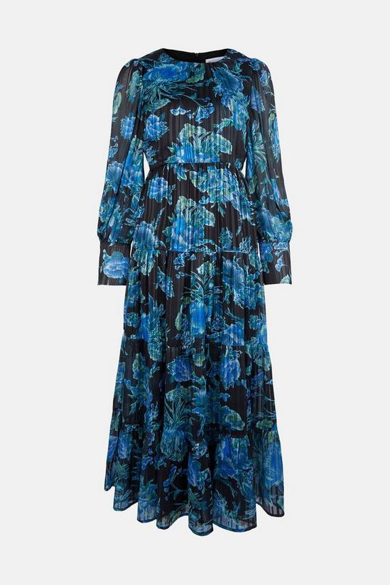 Warehouse Sparkle Volume Sleeve Tiered Midi Dress 4