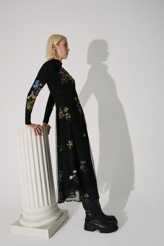 Warehouse British Museum X Mary Delany Embroidered Midi Dress 1