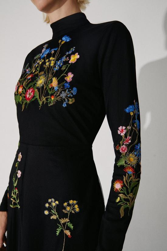 Warehouse British Museum X Mary Delany Embroidered Midi Dress 2
