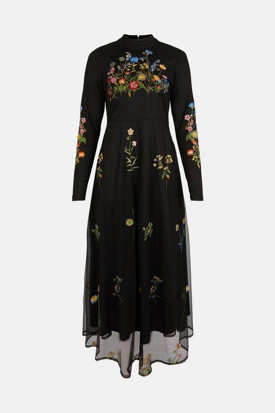 Warehouse British Museum X Mary Delany Embroidered Midi Dress 4
