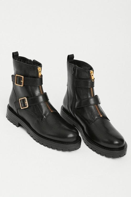 Warehouse Real Leather Double Buckle Boot 2