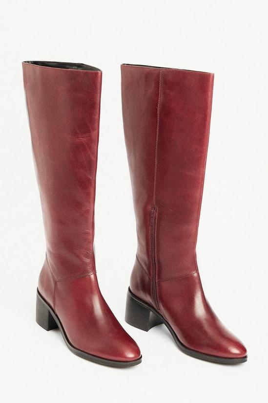 Warehouse Real Leather Blocked Heeled Knee High 2