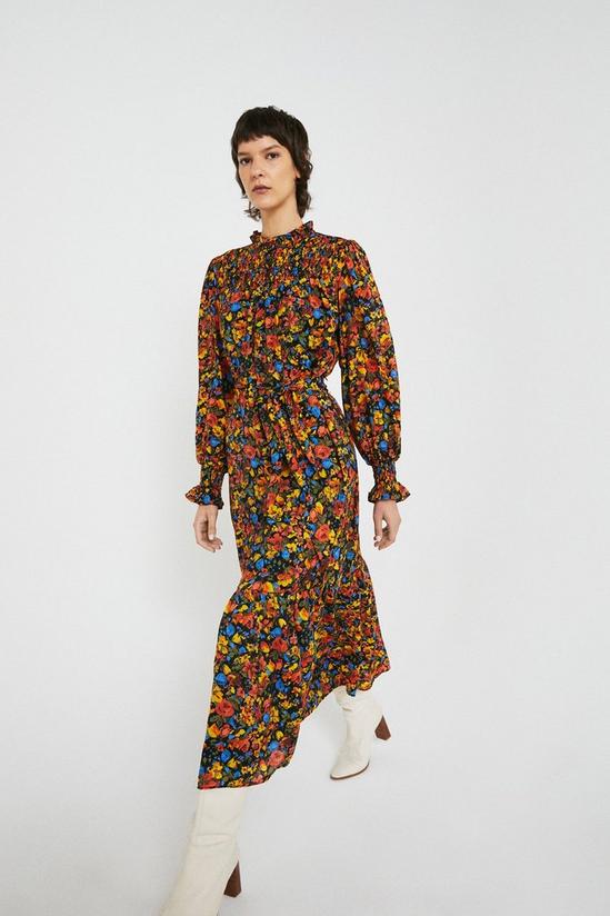 Warehouse Shirred Belted Midi Dress 1