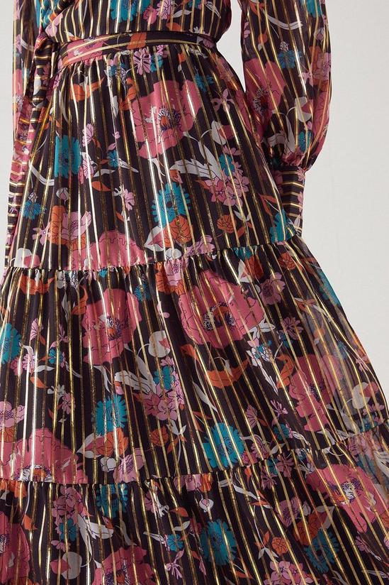 Warehouse Foil Stripe Tiered Midi Skirt 2