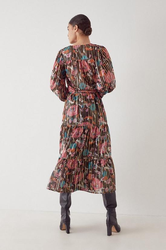 Warehouse Foil Stripe Tiered Midi Skirt 3