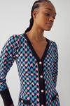 Warehouse Jewel Button Houndstooth Jacquard Knit Dress thumbnail 2
