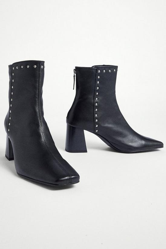 Warehouse Real Leather Studded Heeled Boot 1