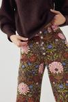 Warehouse Printed Denim Floral Button Front Flare Jeans thumbnail 2