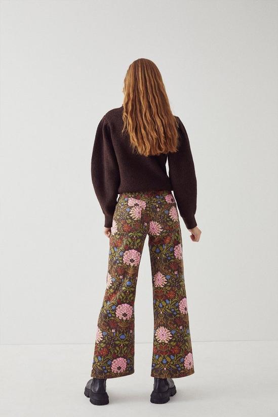 Warehouse Printed Denim Floral Button Front Flare Jeans 3