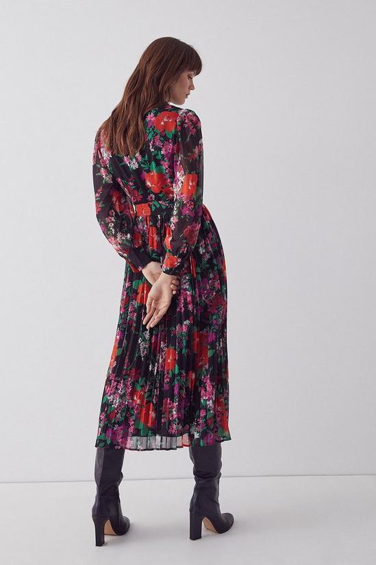 Warehouse Pleated Midi Shirt Dress In Floral 3