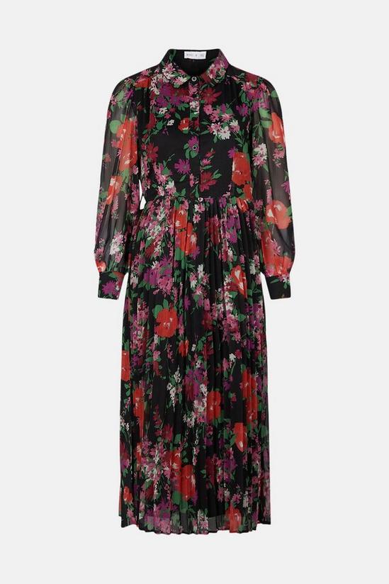 Warehouse Pleated Midi Shirt Dress In Floral 4