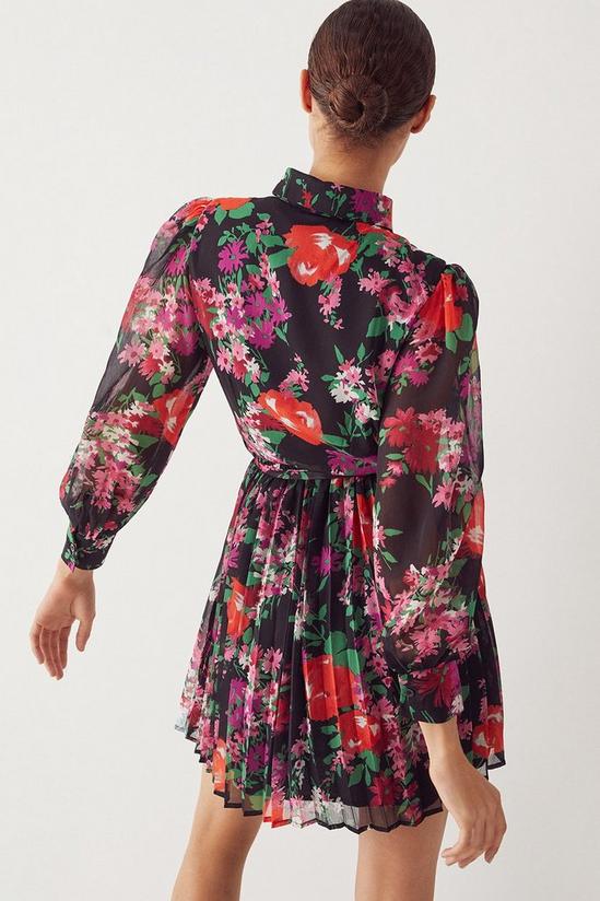 Warehouse Pleated Mini Shirt Dress In Floral 3