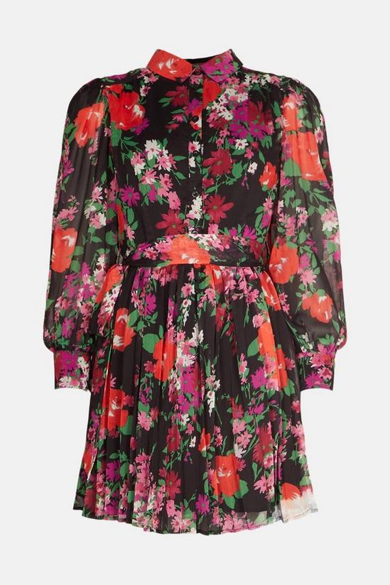Warehouse Pleated Mini Shirt Dress In Floral 4