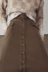 Warehouse Faux Leather Utility Pocket Midi Skirt thumbnail 1