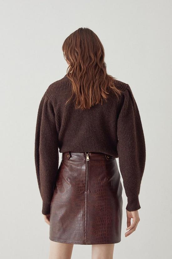 Warehouse Faux Leather Croc Mini A-Line Skirt 3