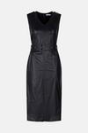 Warehouse Faux Leather Belted Pencil Dress thumbnail 4