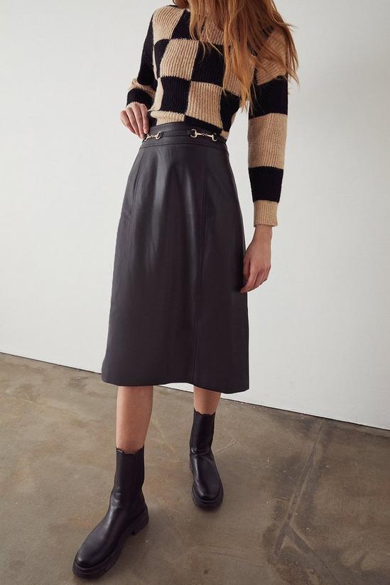 Warehouse Faux Leather Snaffle Detail Pencil Skirt 1