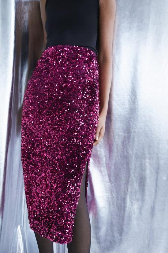 Warehouse Velvet Sequin Midi Skirt 2