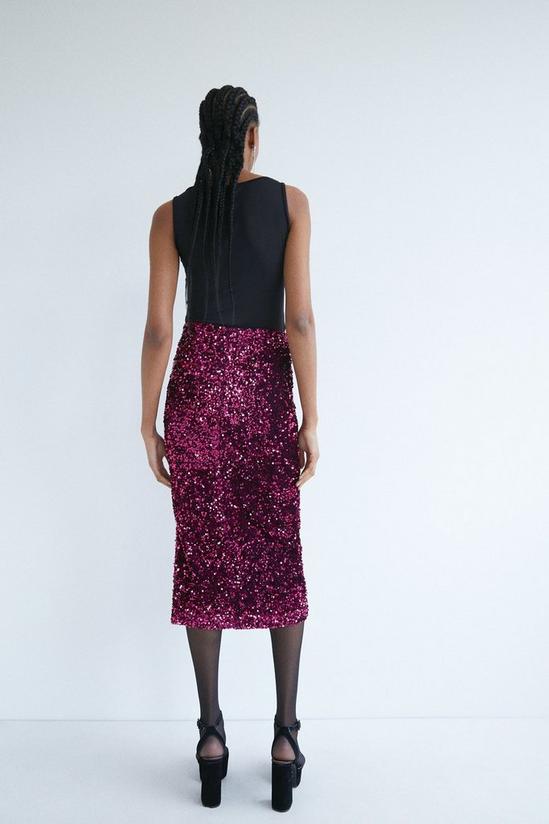 Warehouse Velvet Sequin Midi Skirt 3
