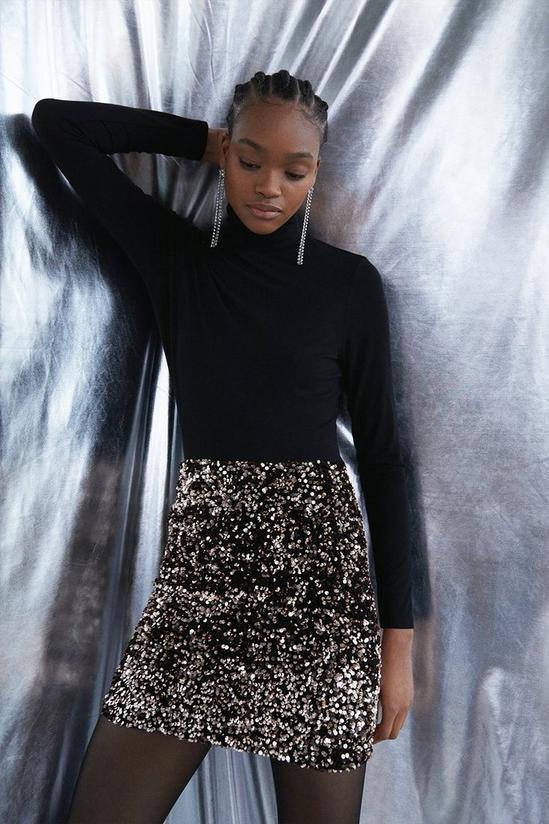 Warehouse Velvet Sequin Short Skirt 1