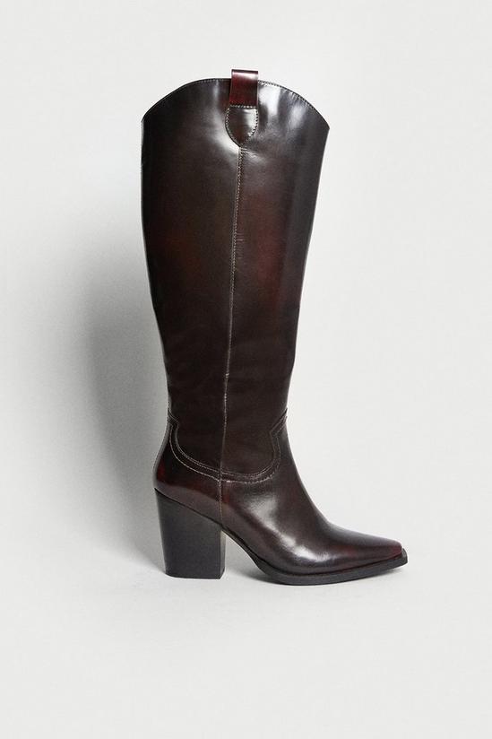 Warehouse Real Leather Western Knee High Boot 2