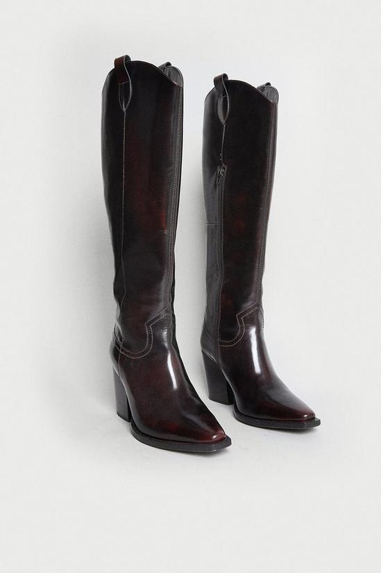 Warehouse Real Leather Western Knee High Boot 3