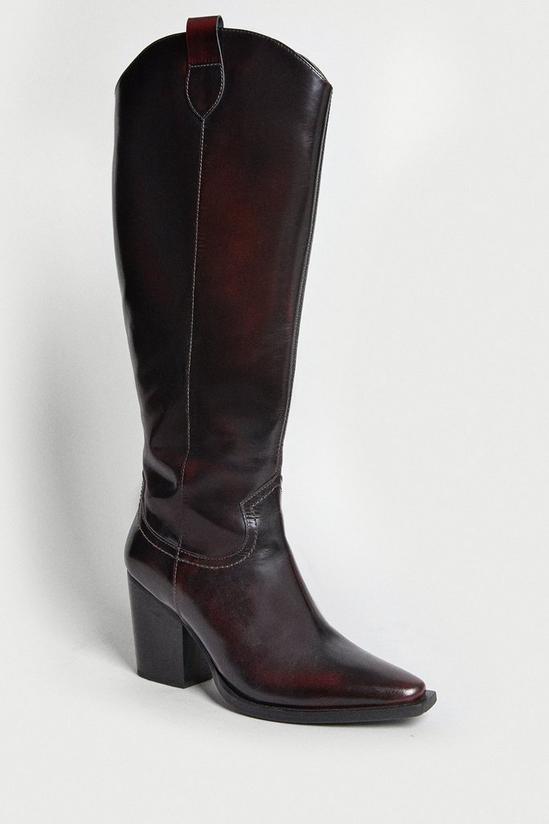 Warehouse Real Leather Western Knee High Boot 4