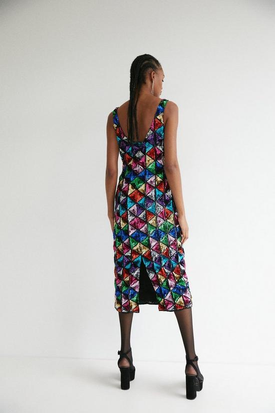 Warehouse Rainbow Sequin Midi Dress 3