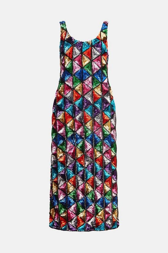 Warehouse Rainbow Sequin Midi Dress 5