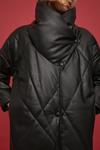 Warehouse Faux Leather Asymmetric Quilted Padded Coat thumbnail 2