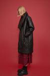 Warehouse Faux Leather Asymmetric Quilted Padded Coat thumbnail 3