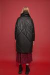 Warehouse Faux Leather Asymmetric Quilted Padded Coat thumbnail 4