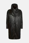 Warehouse Faux Leather Asymmetric Quilted Padded Coat thumbnail 6