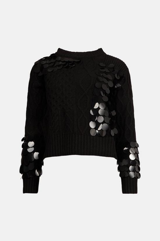 Warehouse Polyester Spliced Sequin Knit Jumper 4
