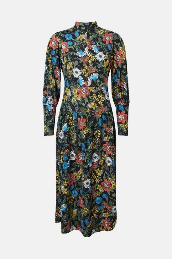 Warehouse Printed Soft Touch Funnel Puff Sleeve Dress 4