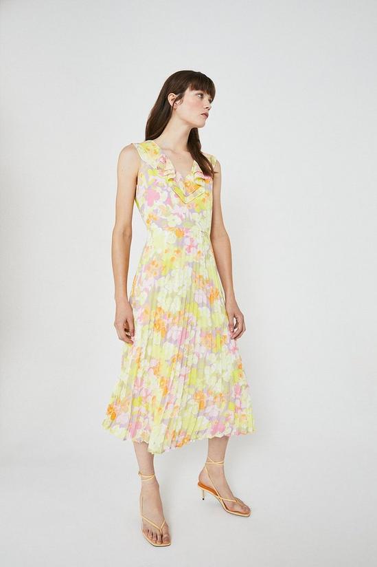 Warehouse Pleated Midi Dress In Print 1