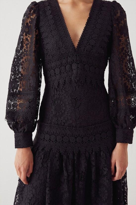 Warehouse Lace Long Sleeve Tiered Midi Dress 2