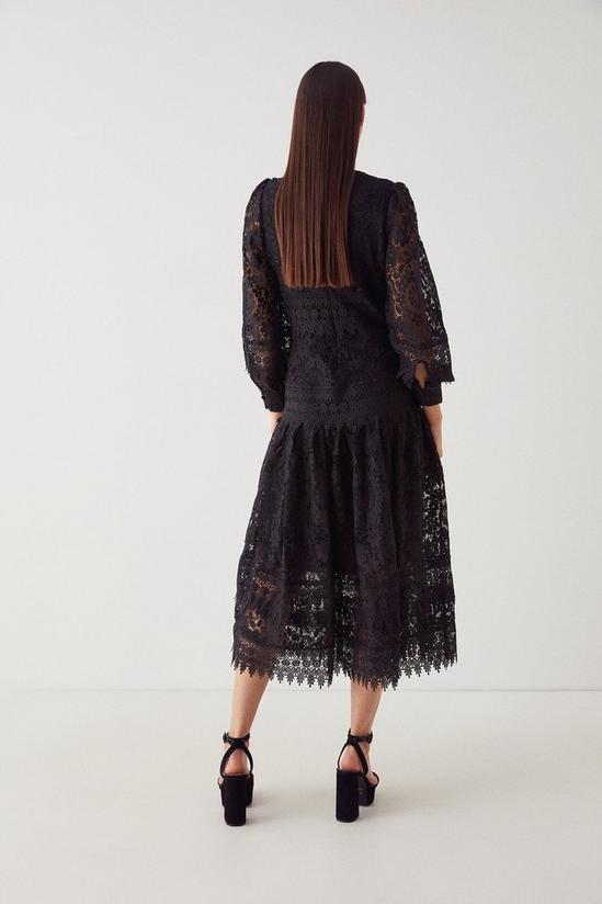 Warehouse Lace Long Sleeve Tiered Midi Dress 3